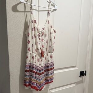 Xhilaration White and Red Embroidered Top